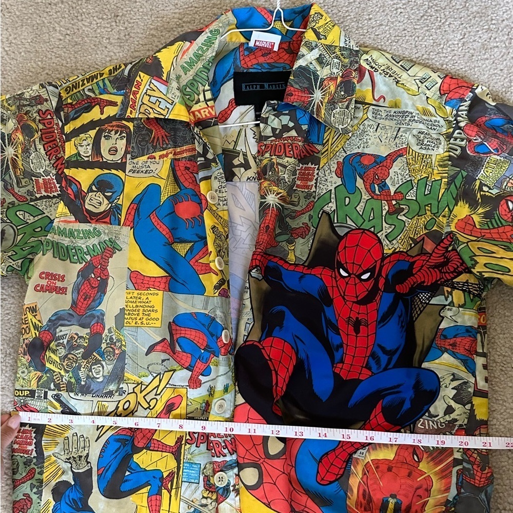 Marvel Comics x Ralph Marlin Spider-Man All Over Print NWOT Button Shirt - Picture 8 of 9